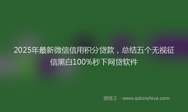 2025年最新微信信用积分贷款，总结五个无视征信黑白100%秒下网贷软件