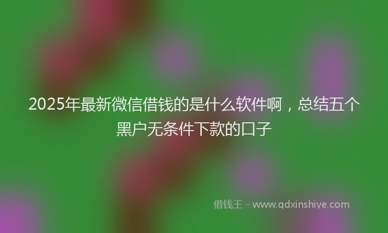 2025年最新微信借钱的是什么软件啊，总结五个黑户无条件下款的口子