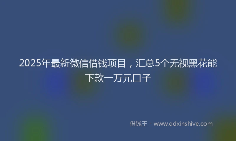 2025年最新微信借钱项目，汇总5个无视黑花能下款一万元口子