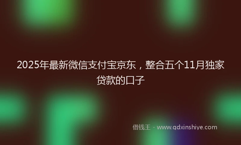 2025年最新微信支付宝京东，整合五个11月独家贷款的口子