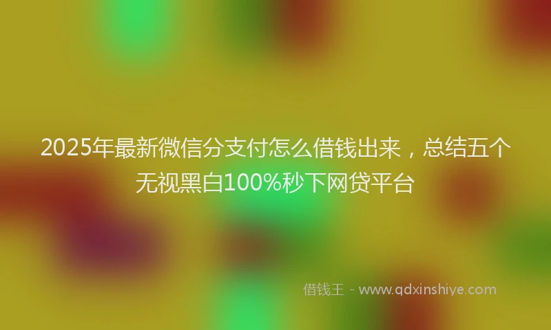 2025年最新微信分支付怎么借钱出来，总结五个无视黑白100%秒下网贷平台