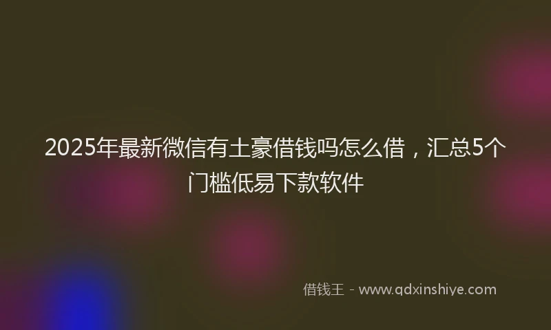 2025年最新微信有土豪借钱吗怎么借，汇总5个门槛低易下款软件