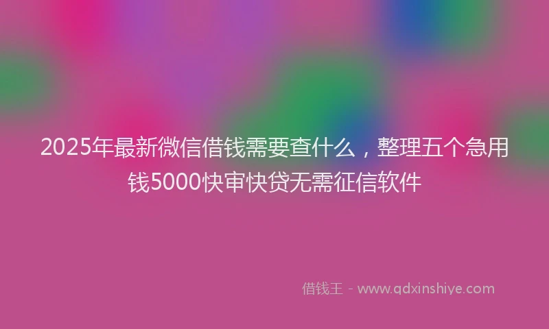 2025年最新微信借钱需要查什么，整理五个急用钱5000快审快贷无需征信软件