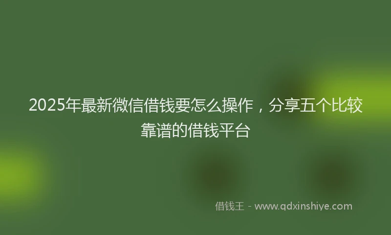 2025年最新微信借钱要怎么操作，分享五个比较靠谱的借钱平台