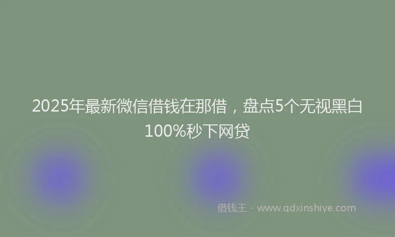 2025年最新微信借钱在那借，盘点5个无视黑白100%秒下网贷