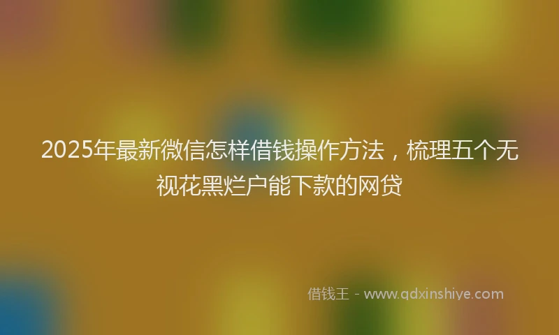 2025年最新微信怎样借钱操作方法，梳理五个无视花黑烂户能下款的网贷
