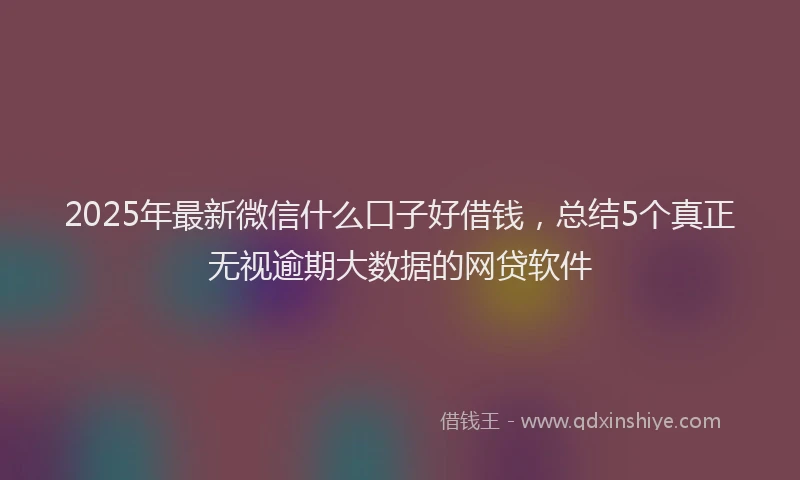 2025年最新微信什么口子好借钱，总结5个真正无视逾期大数据的网贷软件