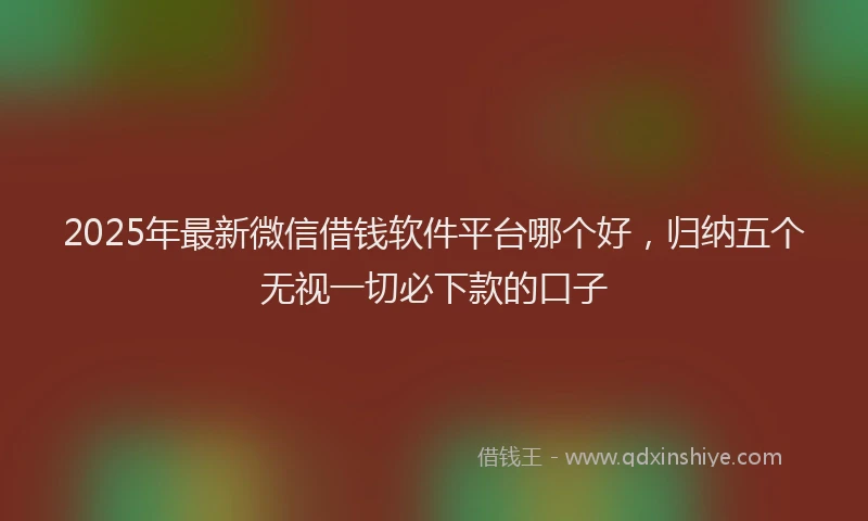 2025年最新微信借钱软件平台哪个好，归纳五个无视一切必下款的口子