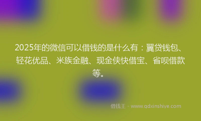 2025年的微信可以借钱的是什么有：翼贷钱包、轻花优品、米族金融、现金侠快借宝、省呗借款等。