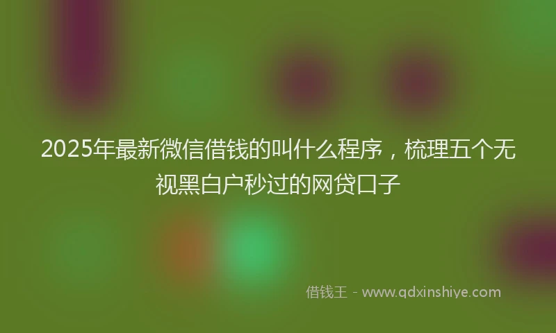 2025年最新微信借钱的叫什么程序，梳理五个无视黑白户秒过的网贷口子
