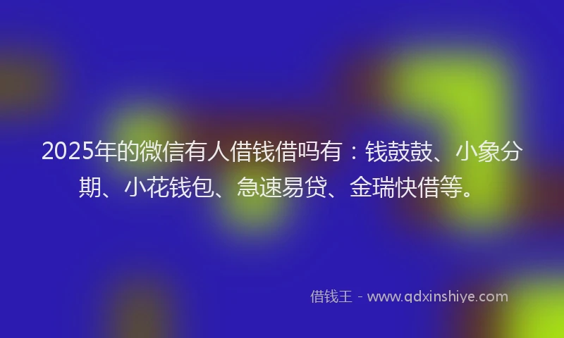 2025年的微信有人借钱借吗有：钱鼓鼓、小象分期、小花钱包、急速易贷、金瑞快借等。