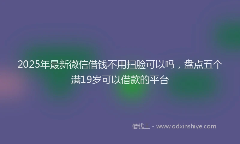 2025年最新微信借钱不用扫脸可以吗，盘点五个满19岁可以借款的平台