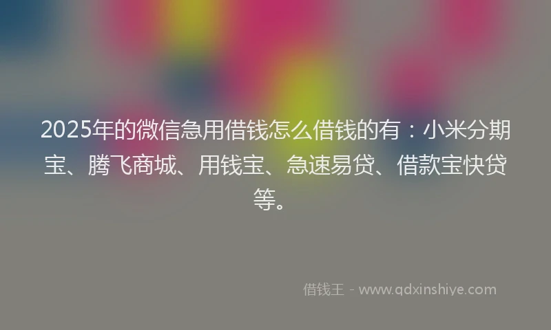 2025年的微信急用借钱怎么借钱的有：小米分期宝、腾飞商城、用钱宝、急速易贷、借款宝快贷等。