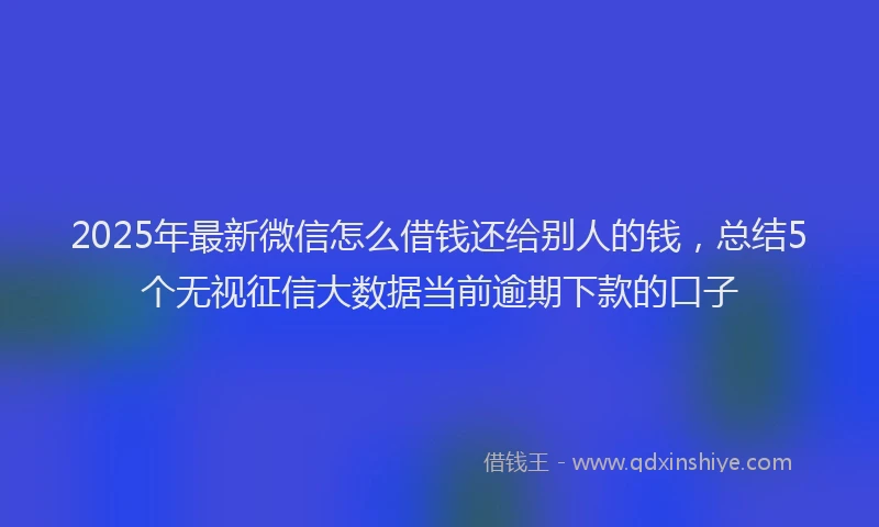 2025年最新微信怎么借钱还给别人的钱，总结5个无视征信大数据当前逾期下款的口子