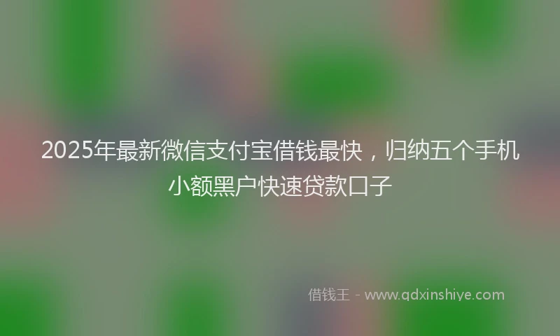 2025年最新微信支付宝借钱最快，归纳五个手机小额黑户快速贷款口子
