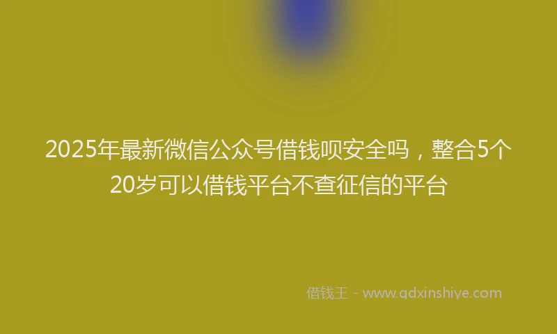 2025年最新微信公众号借钱呗安全吗，整合5个20岁可以借钱平台不查征信的平台