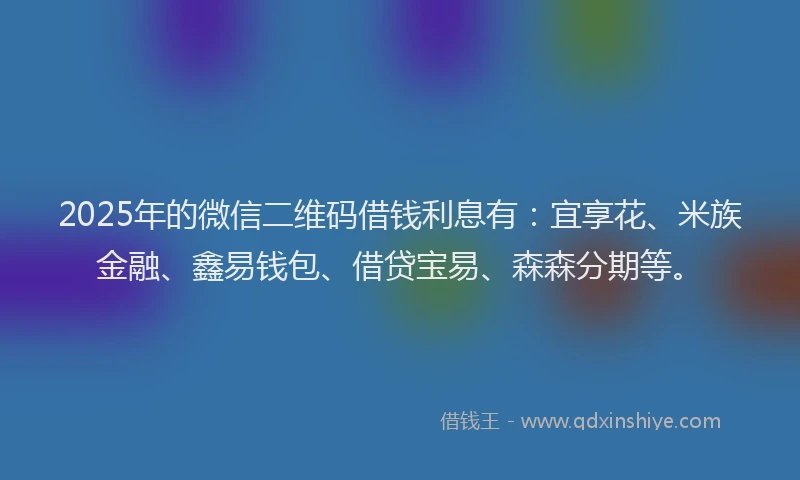 2025年的微信二维码借钱利息有：宜享花、米族金融、鑫易钱包、借贷宝易、森森分期等。