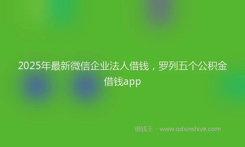 2025年最新微信企业法人借钱，罗列五个公积金借钱app