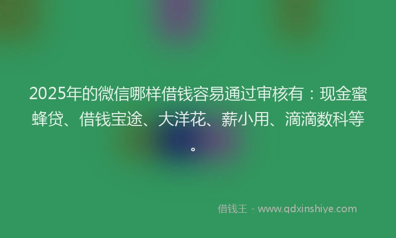 2025年的微信哪样借钱容易通过审核有：现金蜜蜂贷、借钱宝途、大洋花、薪小用、滴滴数科等。