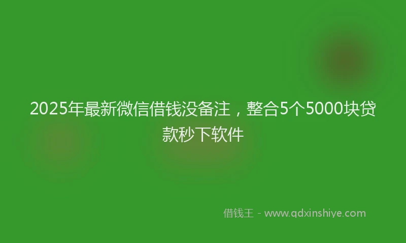 2025年最新微信借钱没备注，整合5个5000块贷款秒下软件