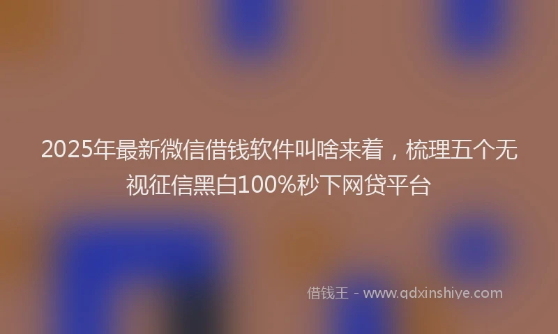 2025年最新微信借钱软件叫啥来着，梳理五个无视征信黑白100%秒下网贷平台
