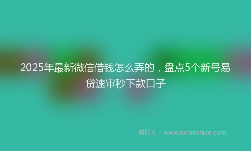 2025年最新微信借钱怎么弄的，盘点5个新号易贷速审秒下款口子