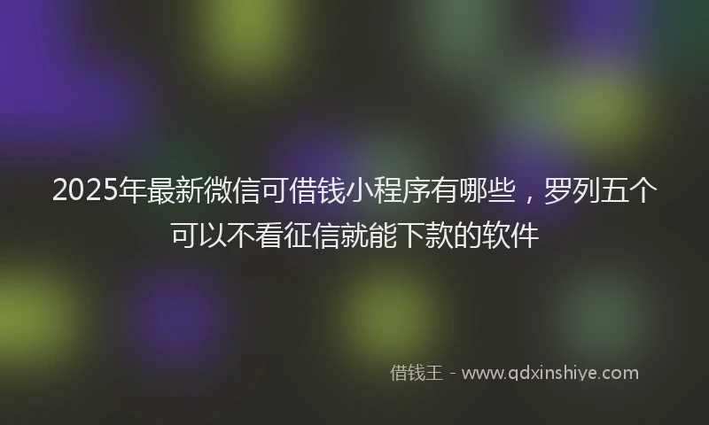 2025年最新微信可借钱小程序有哪些，罗列五个可以不看征信就能下款的软件