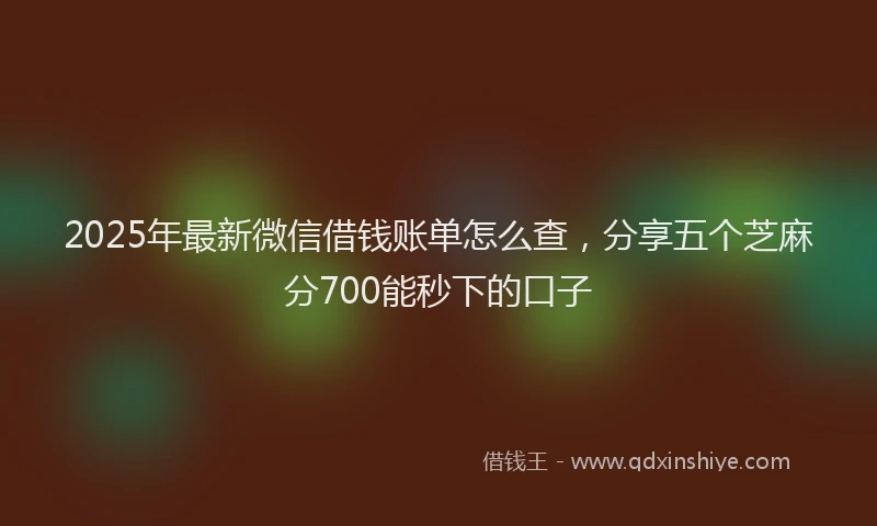 2025年最新微信借钱账单怎么查，分享五个芝麻分700能秒下的口子
