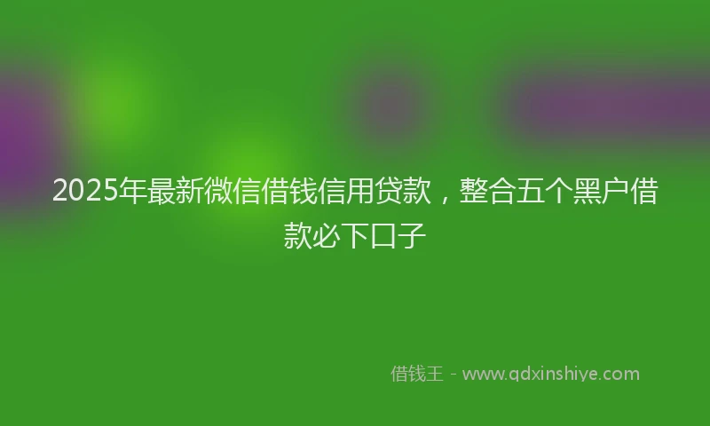 2025年最新微信借钱信用贷款，整合五个黑户借款必下口子