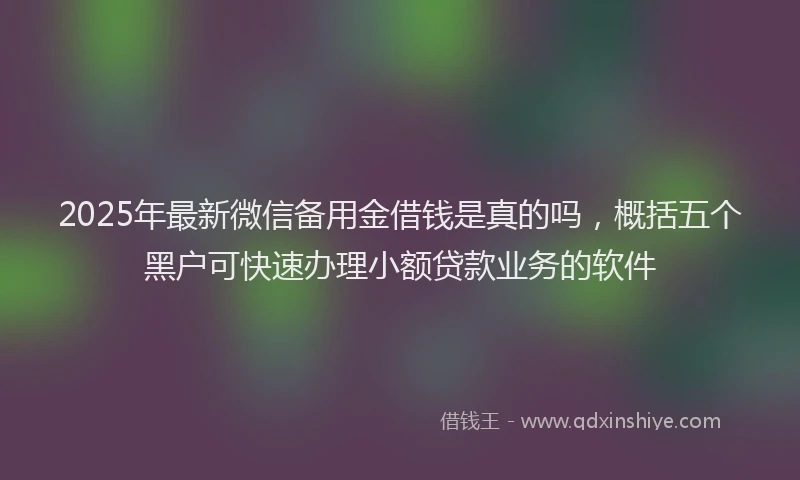 2025年最新微信备用金借钱是真的吗，概括五个黑户可快速办理小额贷款业务的软件