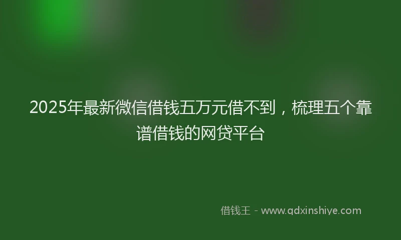 2025年最新微信借钱五万元借不到，梳理五个靠谱借钱的网贷平台
