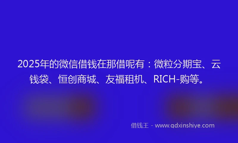 2025年的微信借钱在那借呢有：微粒分期宝、云钱袋、恒创商城、友福租机、RICH-购等。