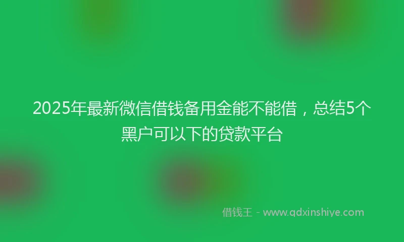 2025年最新微信借钱备用金能不能借，总结5个黑户可以下的贷款平台