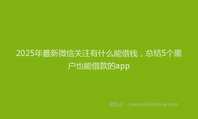 2025年最新微信关注有什么能借钱，总结5个黑户也能借款的app