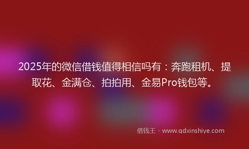 2025年的微信借钱值得相信吗有：奔跑租机、提取花、金满仓、拍拍用、金易Pro钱包等。