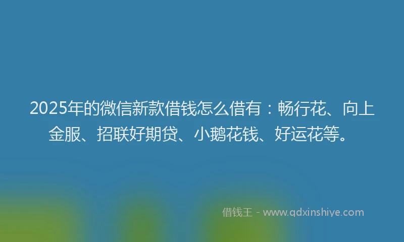 2025年的微信新款借钱怎么借有：畅行花、向上金服、招联好期贷、小鹅花钱、好运花等。