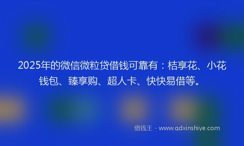 2025年的微信微粒贷借钱可靠有：桔享花、小花钱包、臻享购、超人卡、快快易借等。