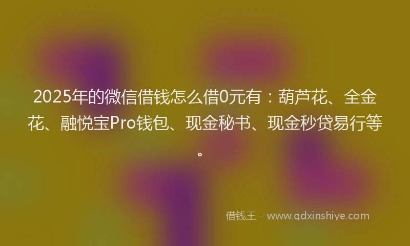 2025年的微信借钱怎么借0元有：葫芦花、全金花、融悦宝Pro钱包、现金秘书、现金秒贷易行等。