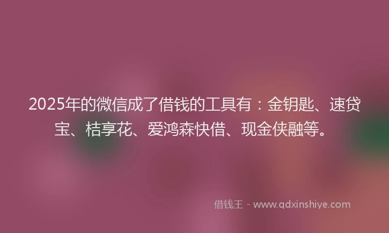 2025年的微信成了借钱的工具有：金钥匙、速贷宝、桔享花、爱鸿森快借、现金侠融等。