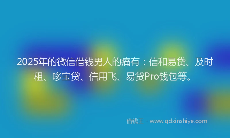 2025年的微信借钱男人的痛有：信和易贷、及时租、哆宝贷、信用飞、易贷Pro钱包等。