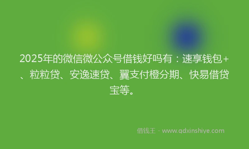 2025年的微信微公众号借钱好吗有：速享钱包+、粒粒贷、安逸速贷、翼支付橙分期、快易借贷宝等。