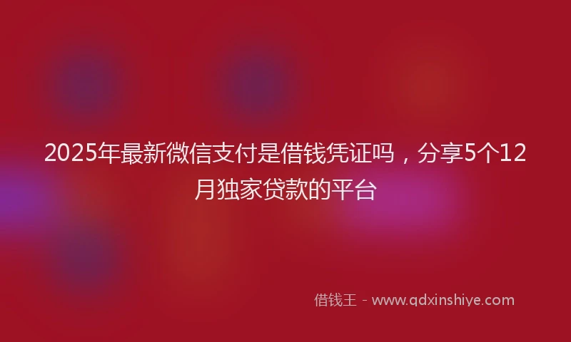 2025年最新微信支付是借钱凭证吗，分享5个12月独家贷款的平台