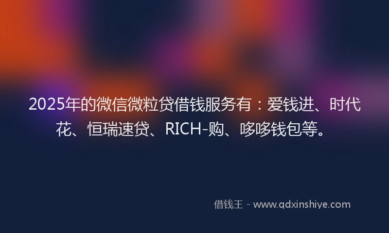 2025年的微信微粒贷借钱服务有：爱钱进、时代花、恒瑞速贷、RICH-购、哆哆钱包等。
