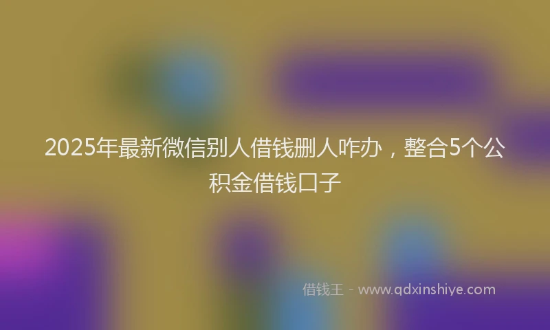 2025年最新微信别人借钱删人咋办，整合5个公积金借钱口子