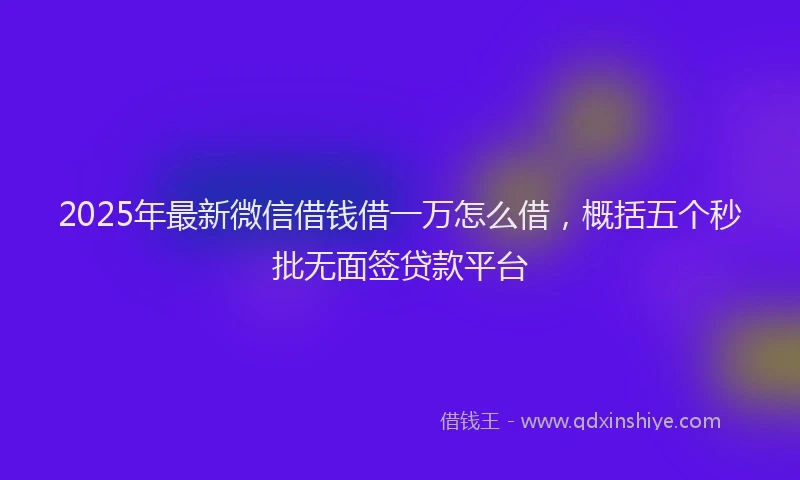 2025年最新微信借钱借一万怎么借，概括五个秒批无面签贷款平台