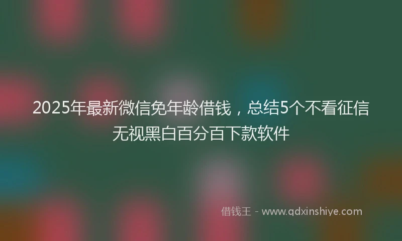 2025年最新微信免年龄借钱，总结5个不看征信无视黑白百分百下款软件