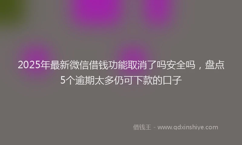 2025年最新微信借钱功能取消了吗安全吗，盘点5个逾期太多仍可下款的口子