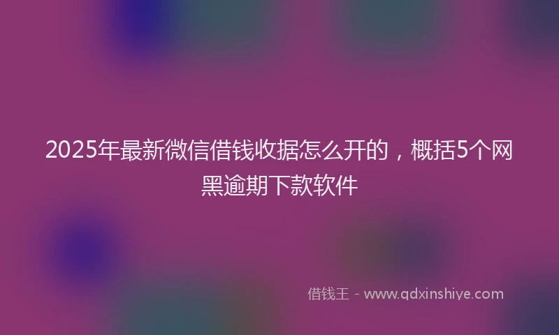 2025年最新微信借钱收据怎么开的，概括5个网黑逾期下款软件