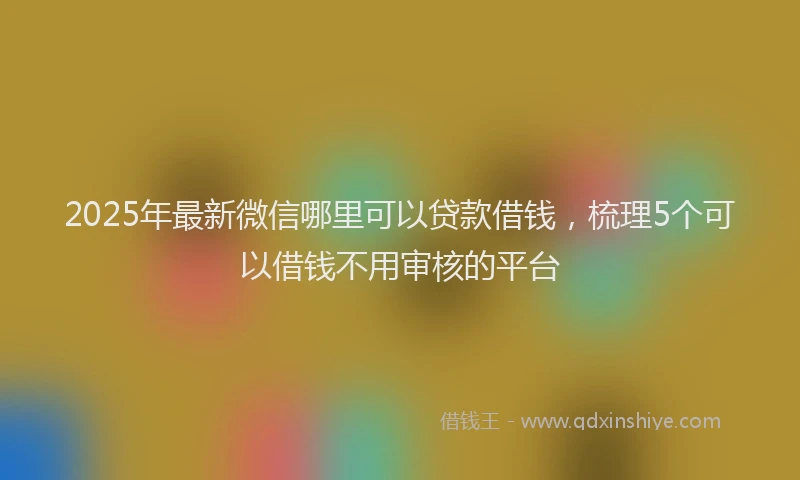 2025年最新微信哪里可以贷款借钱，梳理5个可以借钱不用审核的平台