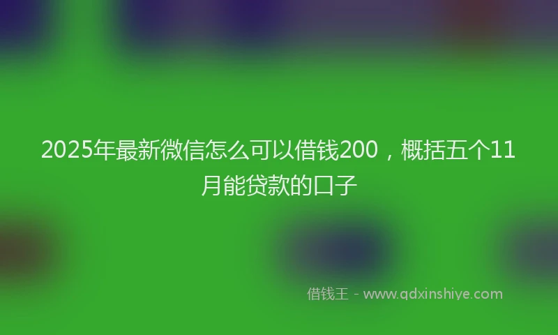 2025年最新微信怎么可以借钱200，概括五个11月能贷款的口子